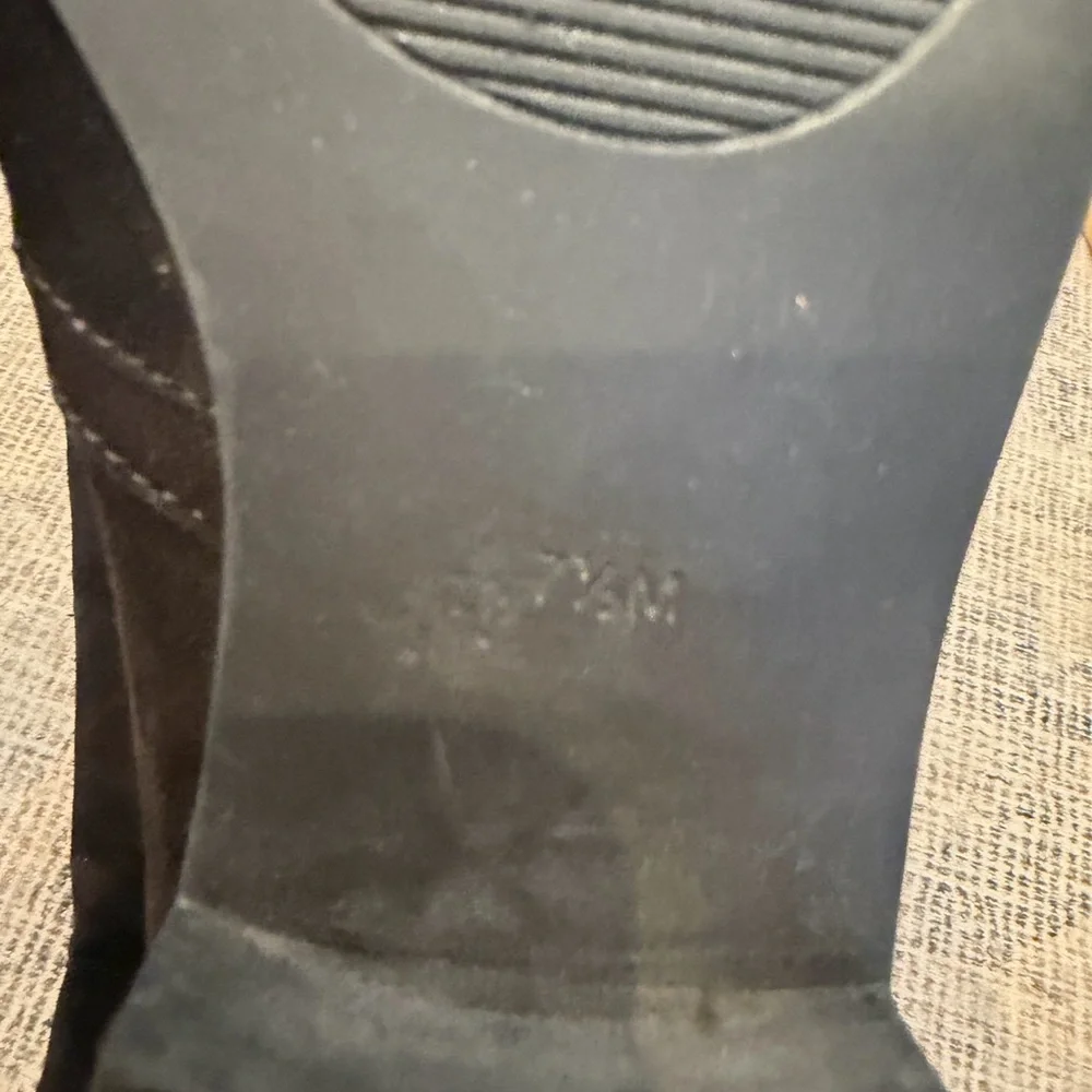AUDREY BROOKE TAMELA OTK BOOTS 7.5 DARK BROWN SUEDE AND STRETCH 50/50 ($179)
